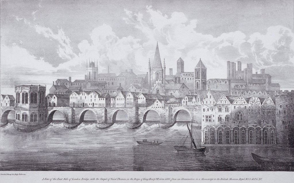 Detail of London Bridge (old), London by R Martin