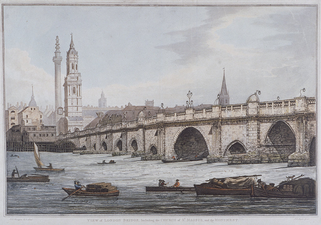 Detail of London Bridge (old), London by Joseph Constantine Stadler