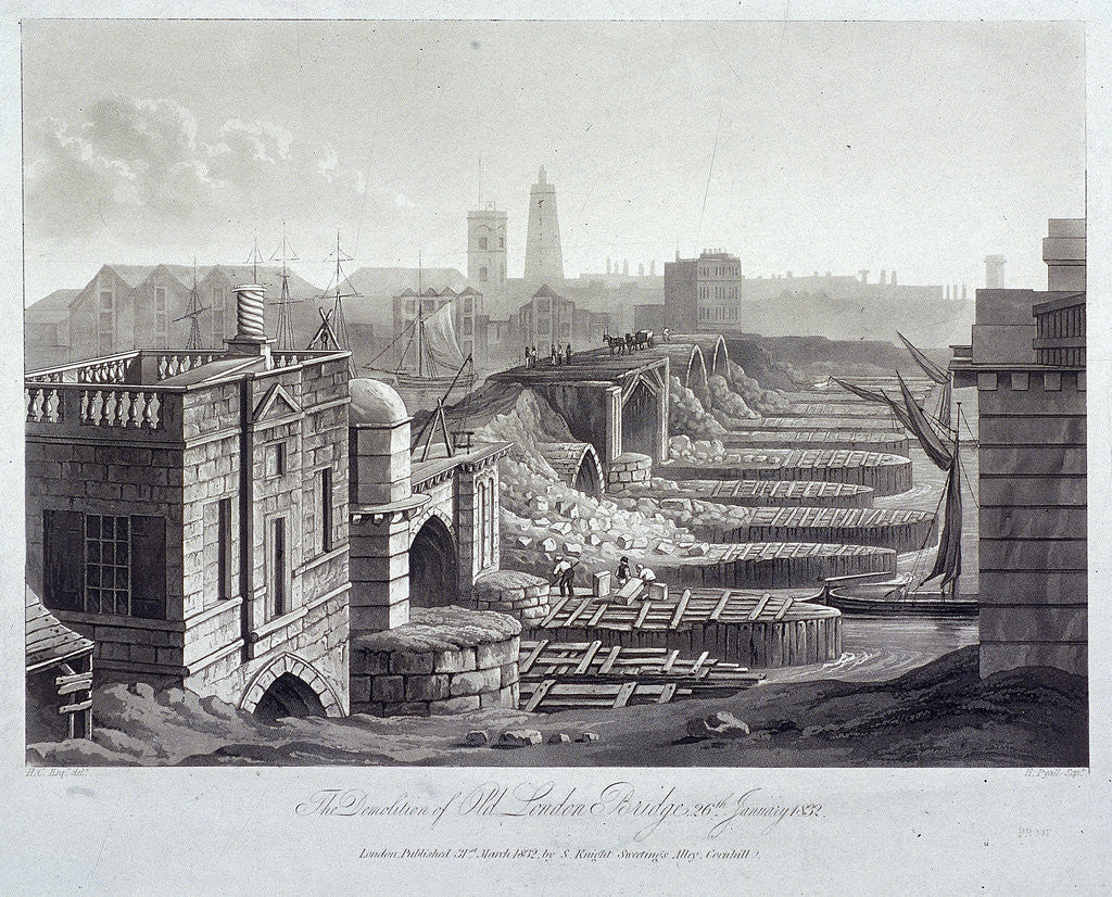 Detail of London Bridge (old), London by Henry Pyall