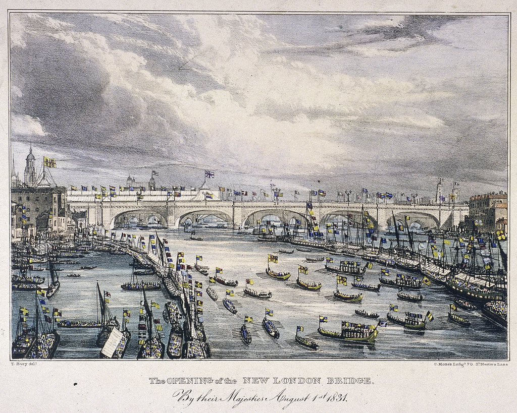 Detail of London Bridge (new), London by Charles Etienne Pierre Motte