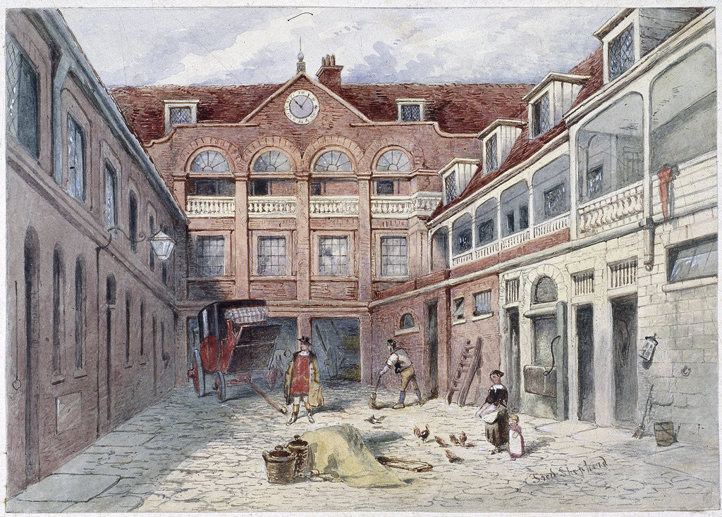 Detail of The Blue Boar Inn, Holborn, London by Frederick Napoleon Shepherd