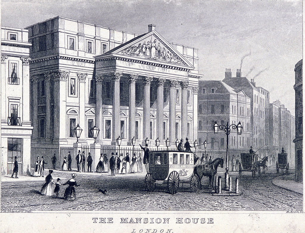 Detail of Mansion House (exterior), London by R Acon