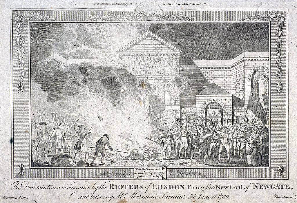 Detail of Gordon Riots, Newgate Prison, London by Thornton