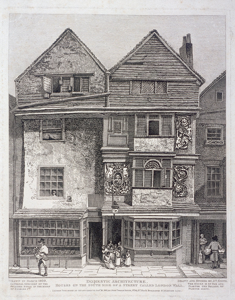 Detail of London Wall, London by John Thomas Smith