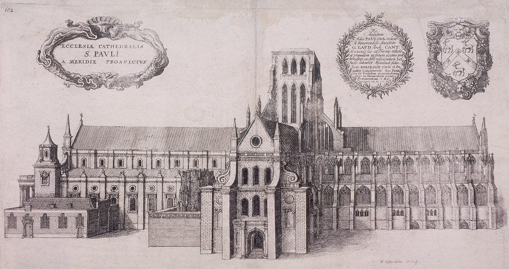 Detail of St Paul's Cathedral (old), London by Wenceslaus Hollar