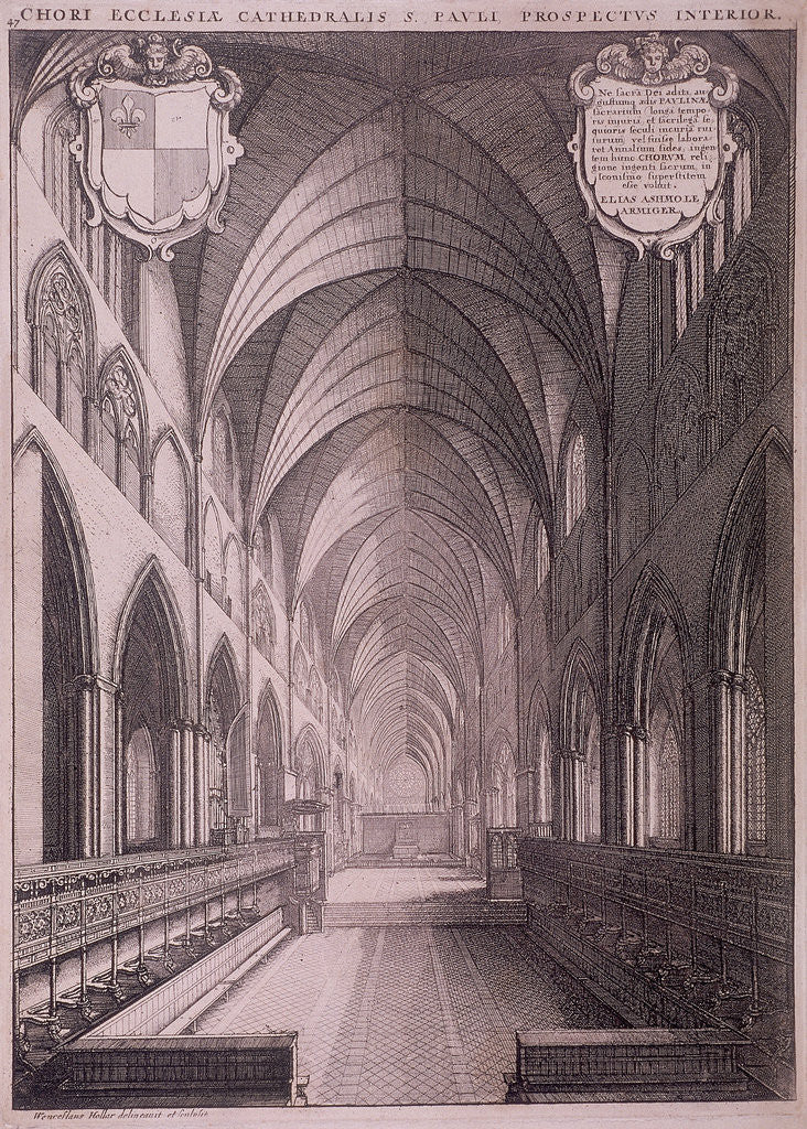 Detail of St Paul's Cathedral (old), London by Wenceslaus Hollar