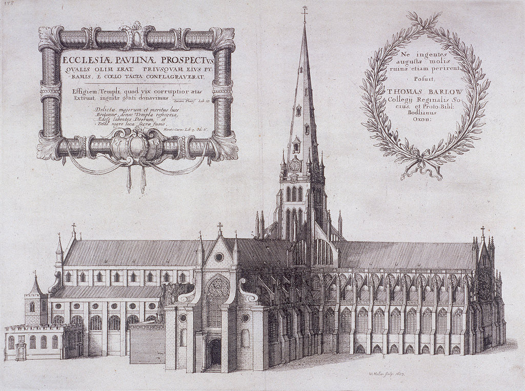Detail of St Paul's Cathedral (old), London by Wenceslaus Hollar