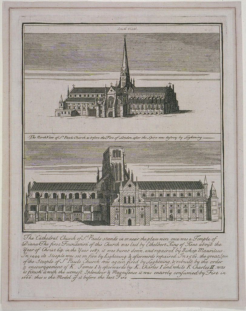 Detail of St Paul's Cathedral (old), London by Anonymous