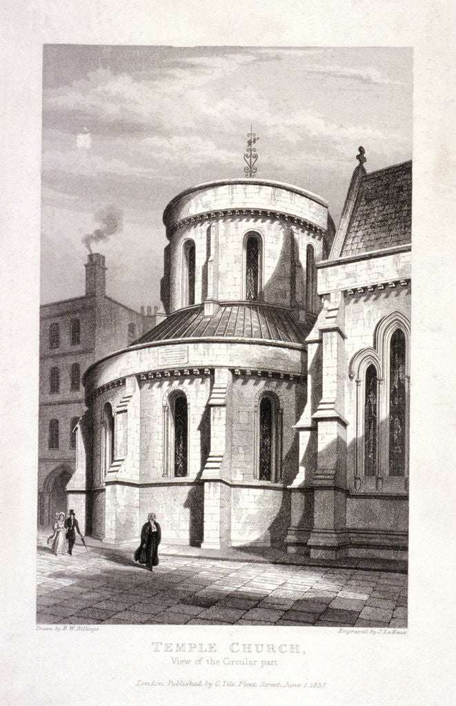 Detail of Temple Church, London by John Le Keux