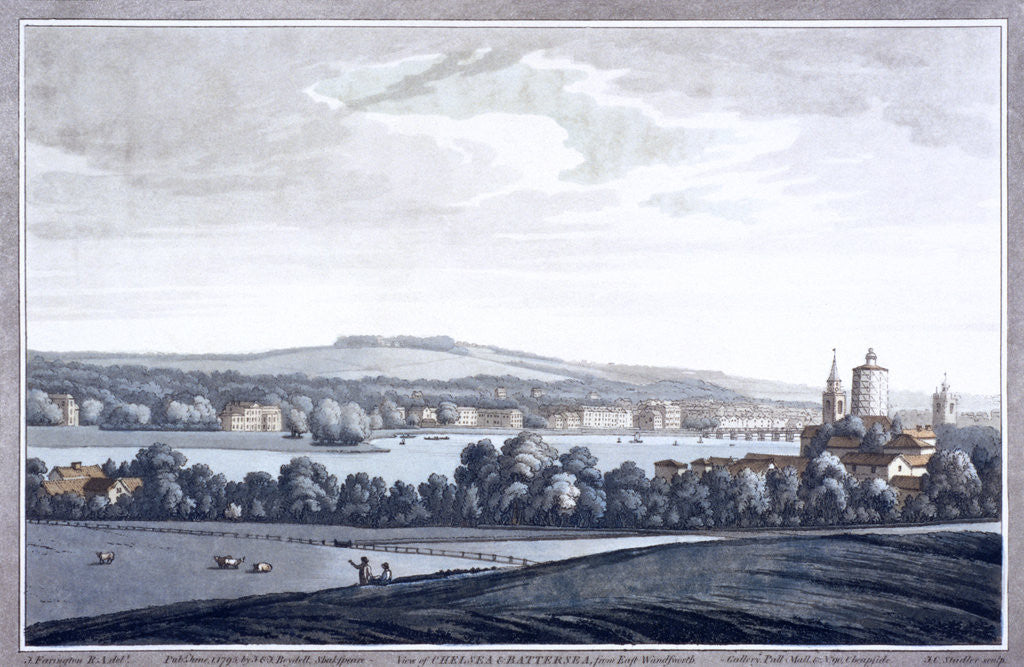 Detail of The River Thames at Battersea, London by Joseph Constantine Stadler