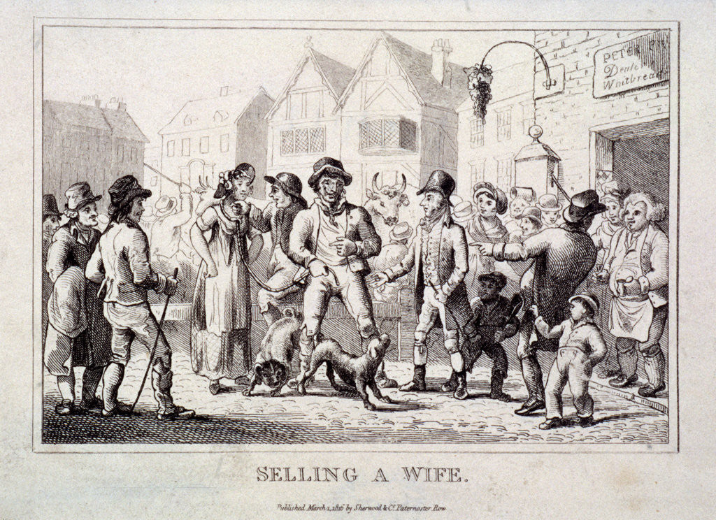 Detail of A wife being sold at Smithfield Market, London by Anonymous