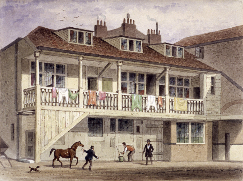 Detail of The Black Lion Inn, Whitefriars Street, London by Thomas Hosmer Shepherd