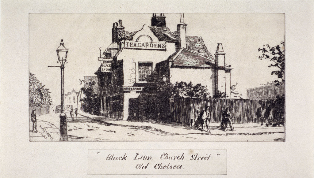 Detail of View of the Black Lion Inn, London by Walter Greaves