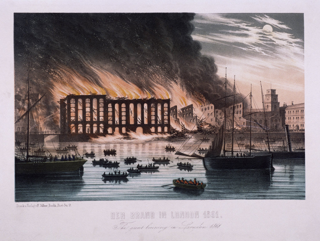 Detail of View of the Cotton's Wharf Fire, Bermondsey, London by Anonymous