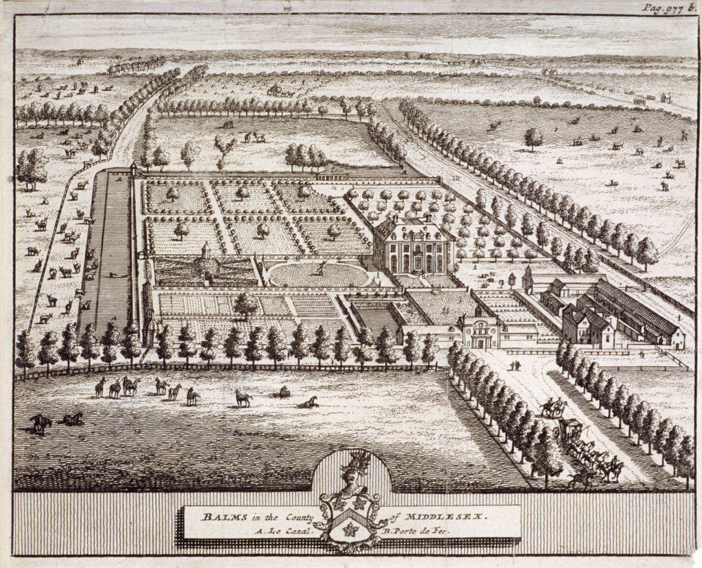 Detail of Aerial view of the estate belonging to Baumes House, Hoxton, London by Anonymous