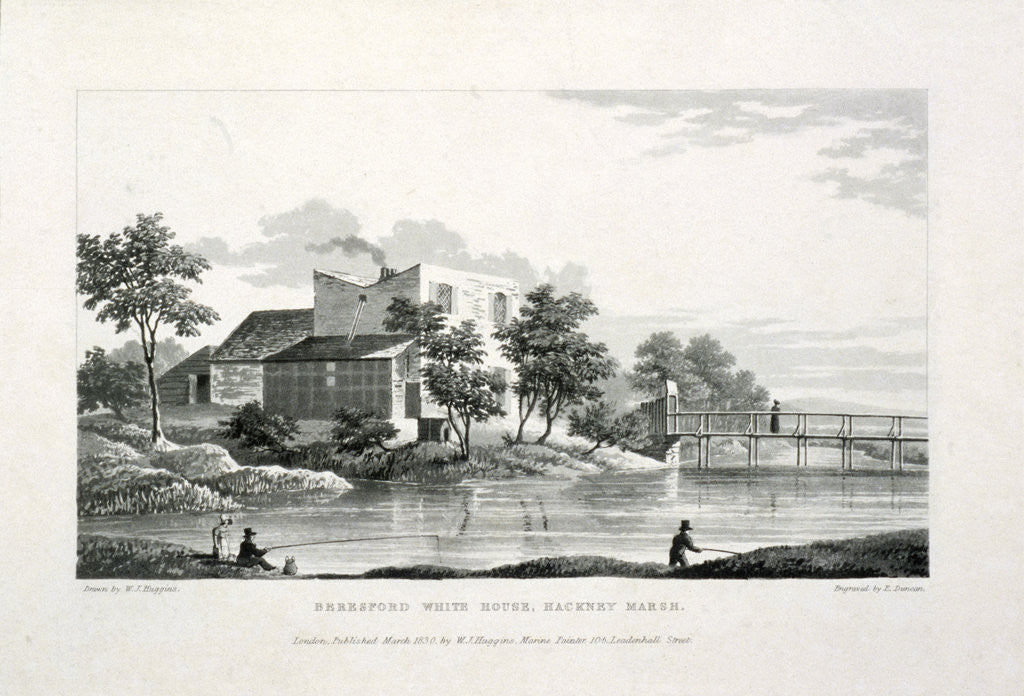 Detail of View of Beresford White House, Hackney Marsh, Hackney, London by Edward Duncan