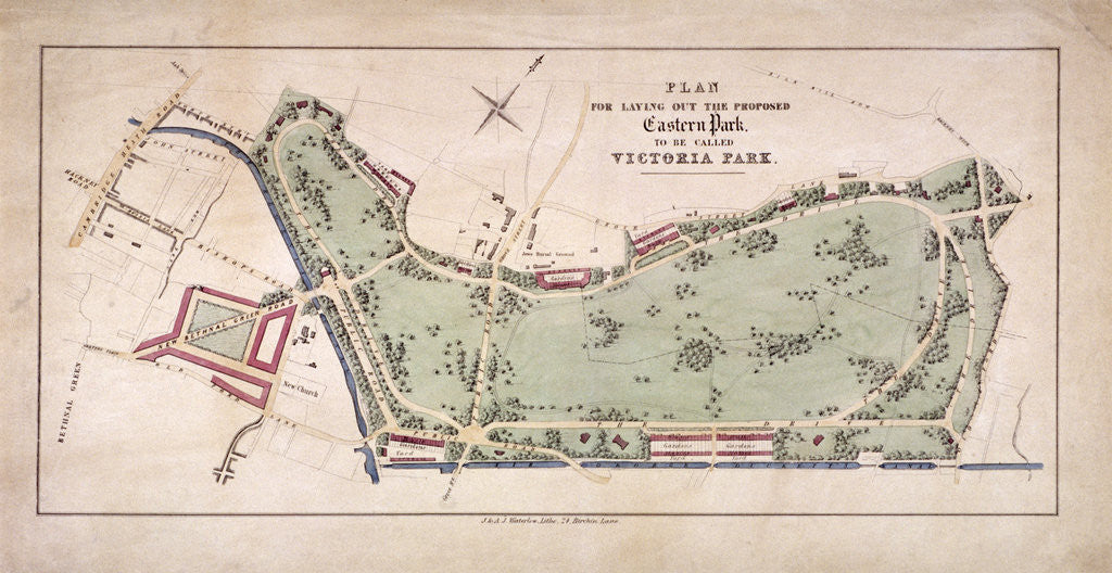 Detail of Proposed plan for Victoria Park, Hackney, London by Sir Ernest Albert Waterlow
