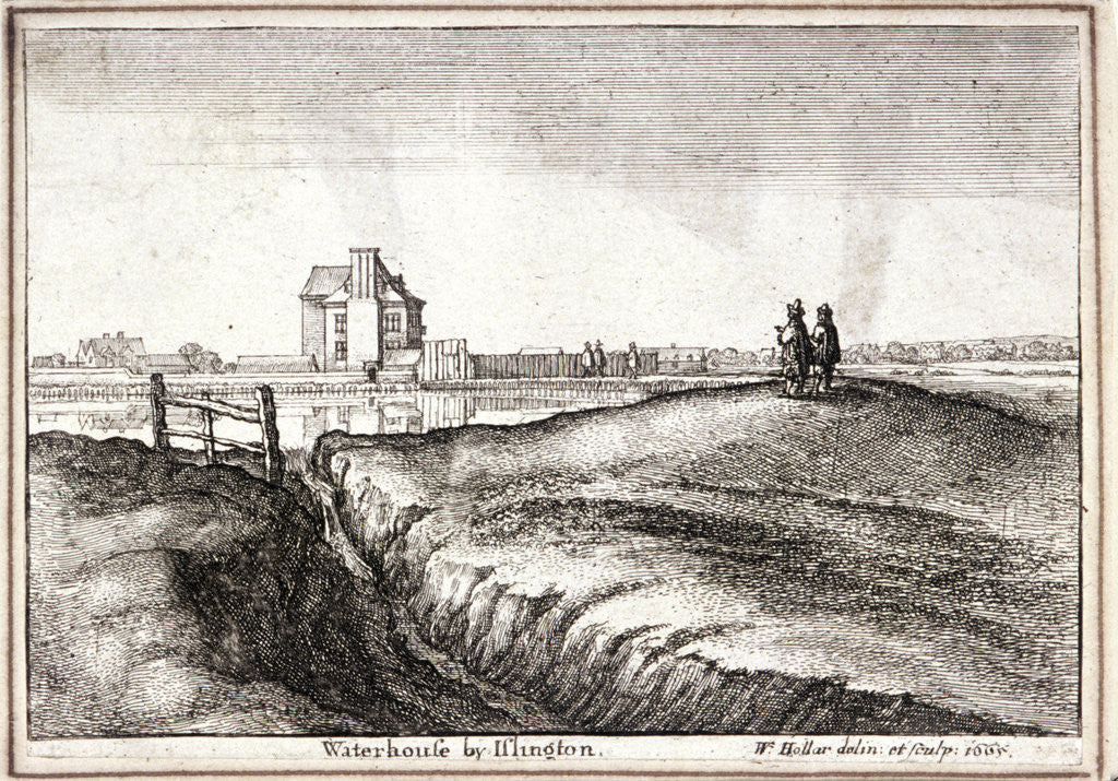 Detail of View of the area around New River Head, Finsbury, London by Wenceslaus Hollar