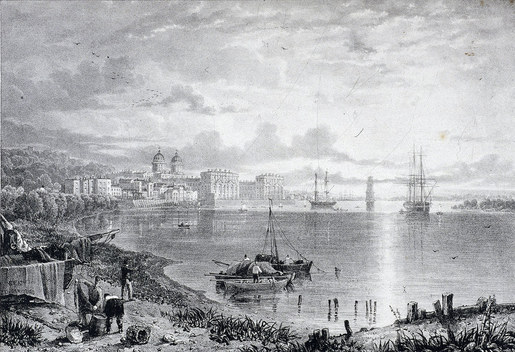 Detail of View of Greenwich Hospital, Greenwich, London by James Duffield Harding