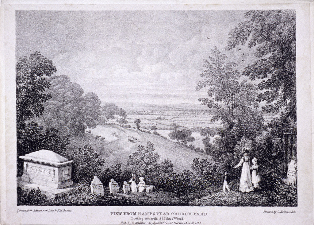 Detail of General view of Hampstead, London. 1822 by Thomas Mann Baynes