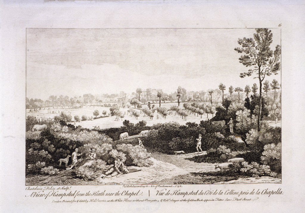 Detail of View of Hampstead Heath, Hampstead, London by Francesco Bartolozzi