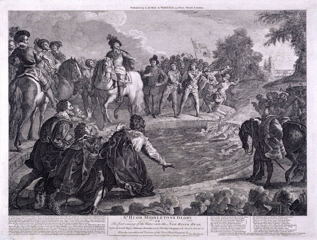 Detail of New River Head, Finsbury, London by George Bickham