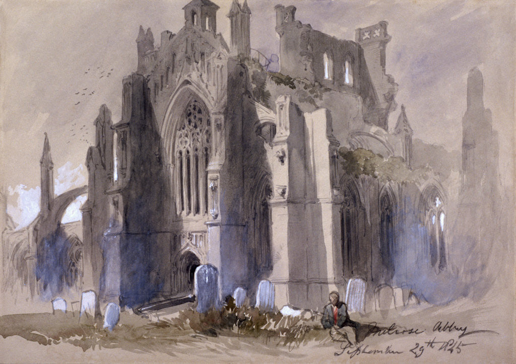 Detail of Melrose Abbey by Sir John Gilbert