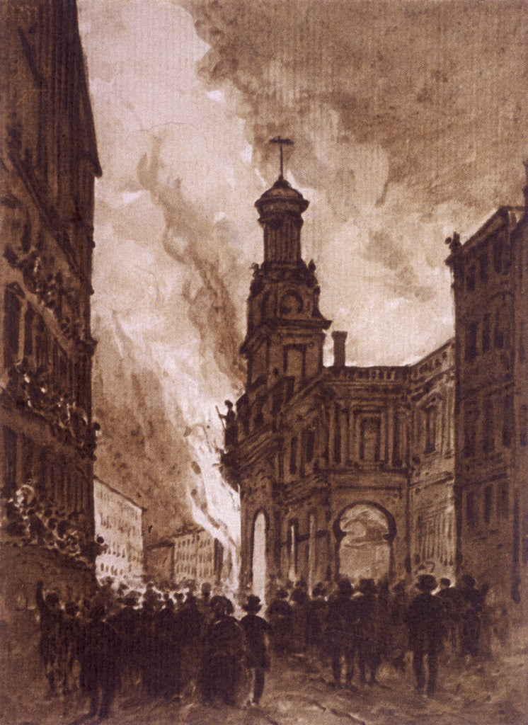 Detail of Royal Exchange Fire, London by Anonymous