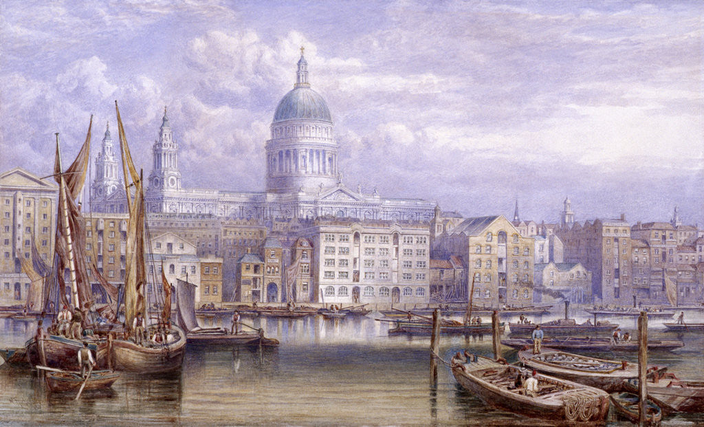 Detail of St Paul's from Bankside, London by William Richardson