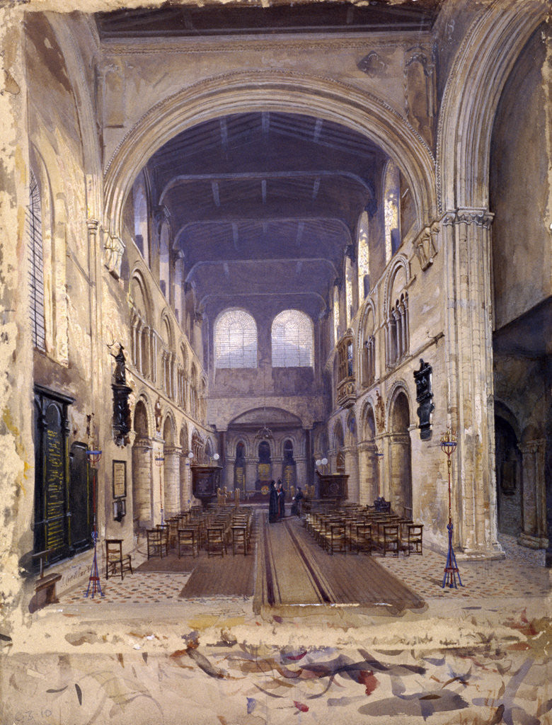 Detail of Interior of St Bartholomew's Priory, London by John Crowther