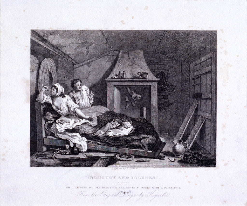 Detail of The idle 'prentice returned from sea..., plate VII of Industry and Idleness 1833 by S Davenport