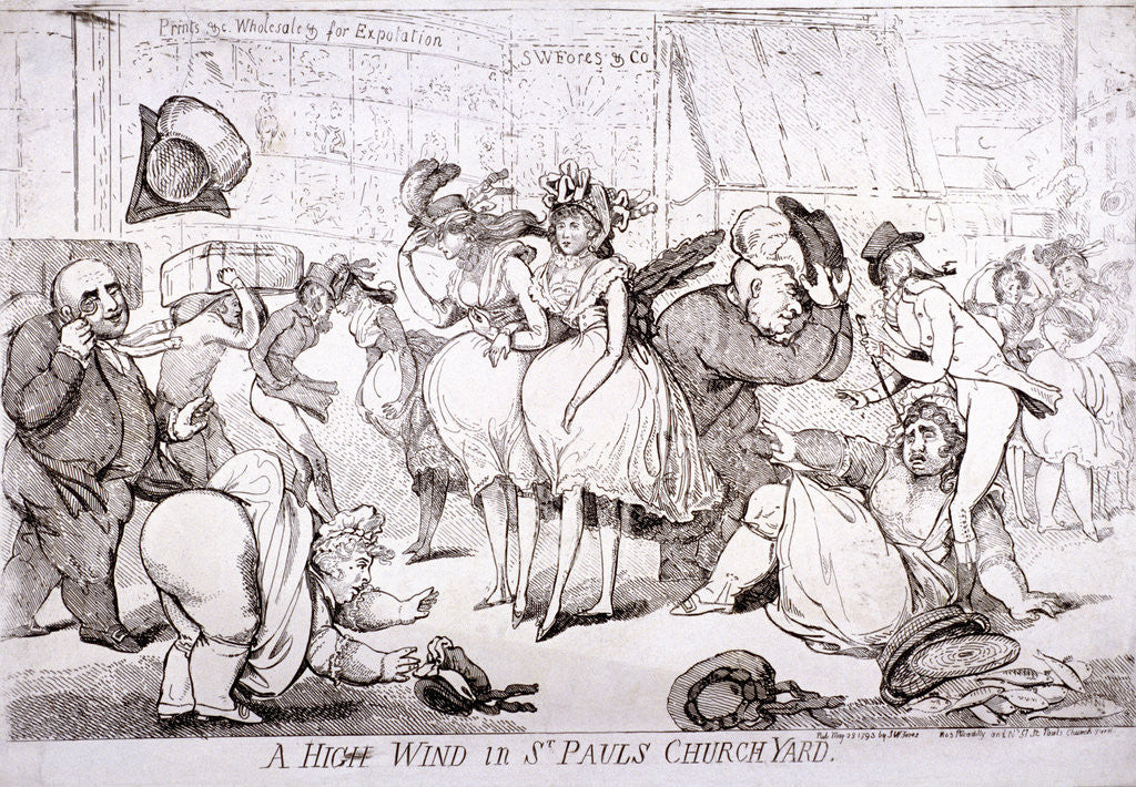 Detail of A high wind in St Paul's Churchyard, London by SW Fores