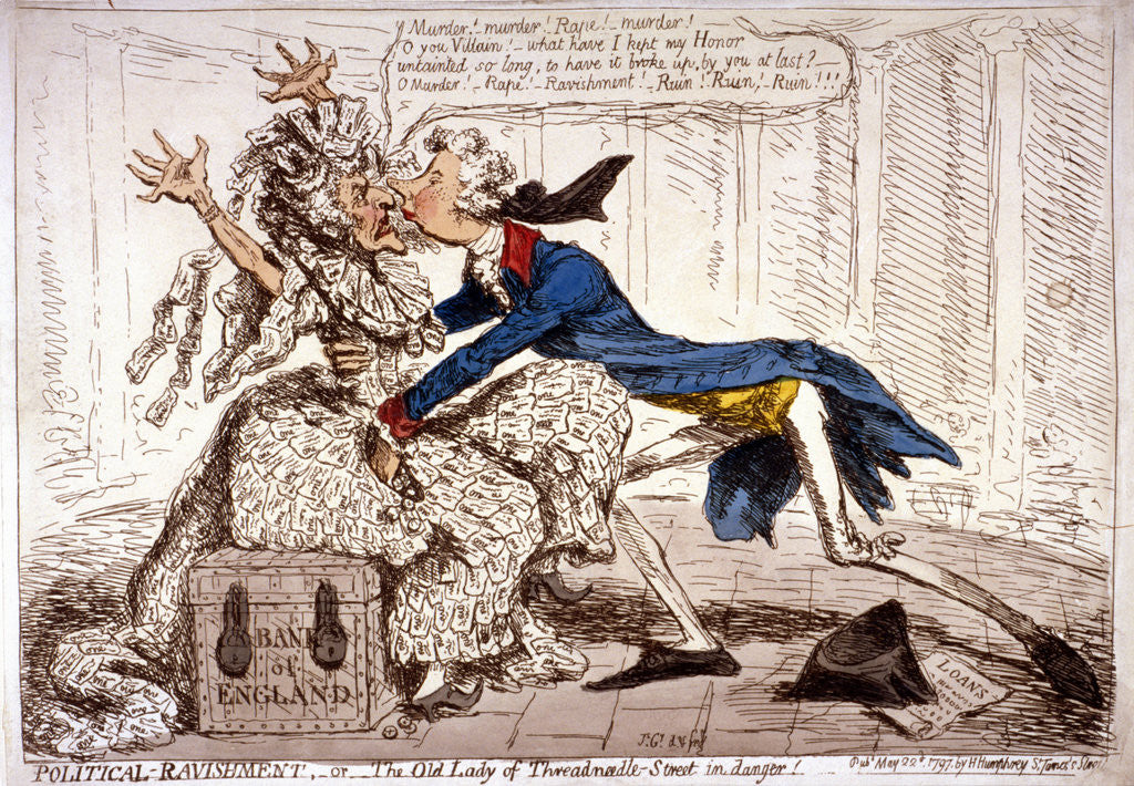 Detail of Political ravishment, or the Old Lady of Threadneedle Street in danger! by James Gillray