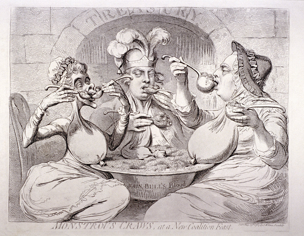 Detail of George III feeding himself on guineas, London by Anonymous
