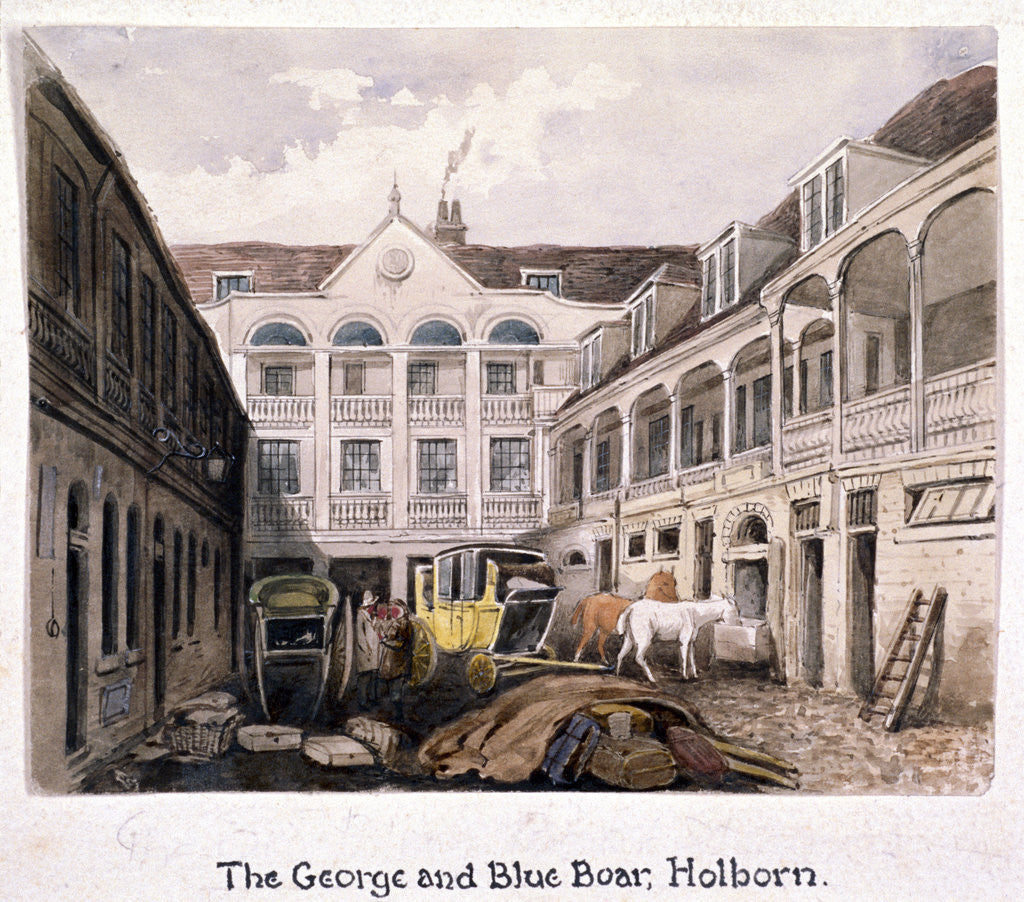 Detail of George and Blue Boar Inn, Holborn, London by Anonymous