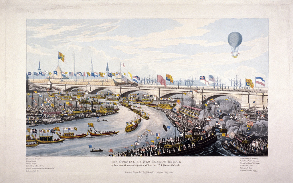 Detail of Opening of London Bridge (New), London by Anonymous