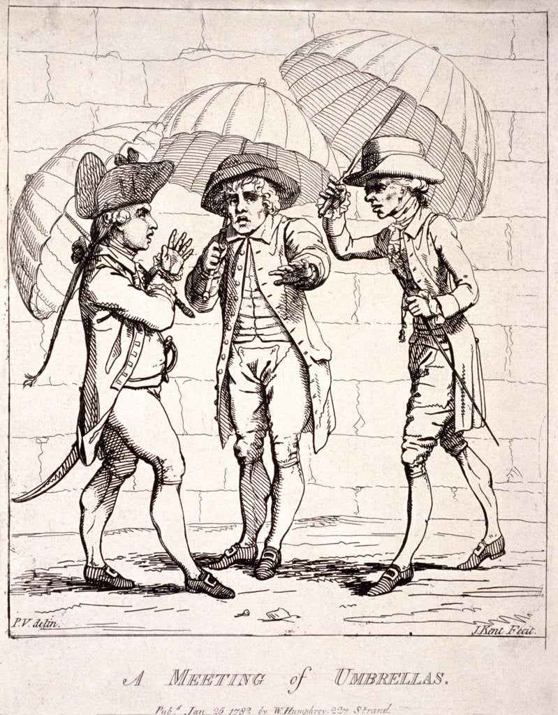 Detail of A meeting of umbrellas by James Gillray