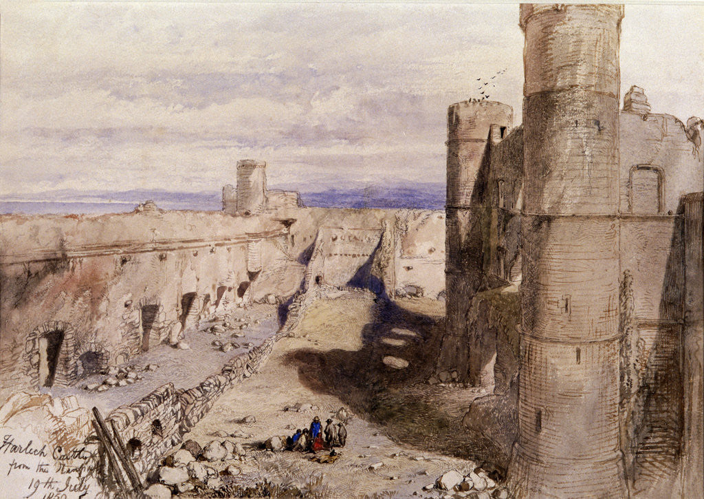 Detail of Harlech Castle from the ramparts, Wales by Sir John Gilbert