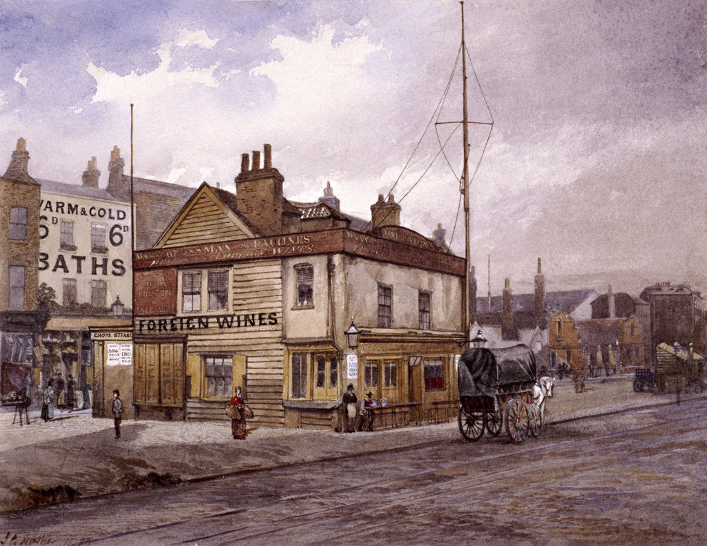 Detail of Vine Tavern, Mile End Road, Stepney, London, (c1883?) by John Crowther