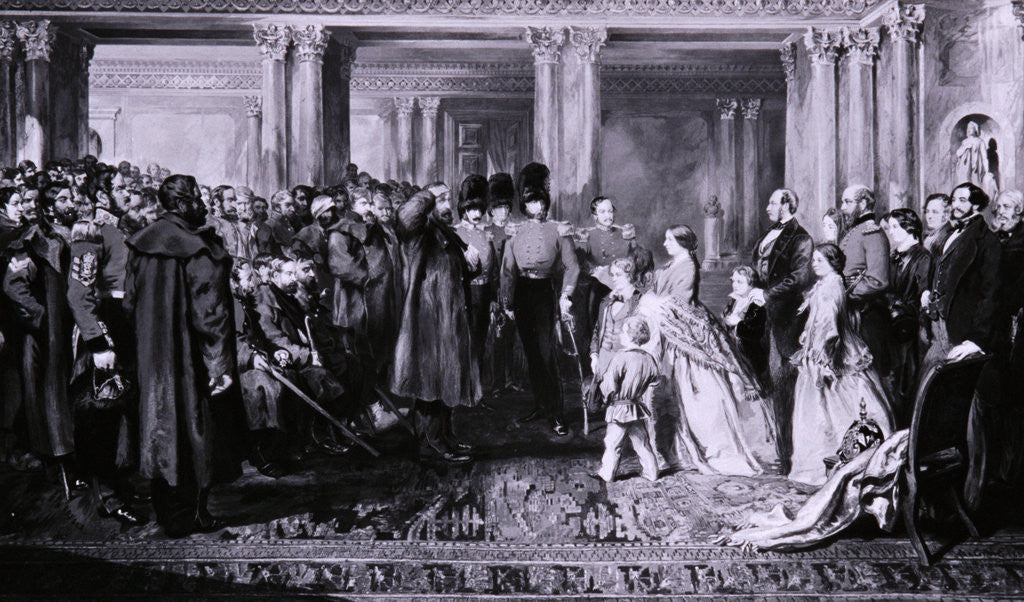 Detail of Queen Victoria presenting medals to the Guards after the Crimean War by W Bunney