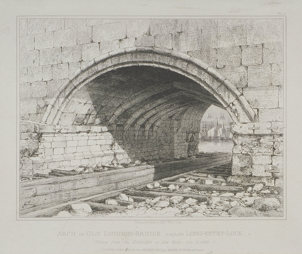 Detail of London Bridge (old) by Edward William Cooke