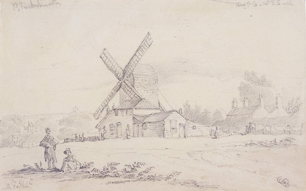 View of mill with a windmill on Blackheath, Greenwich, London by George Shepheard