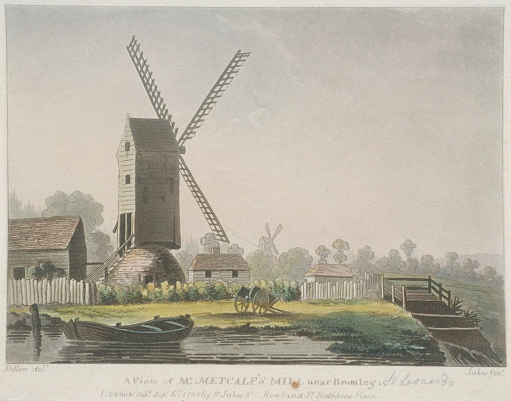 A view of Mr Metcalf's mill near Bromley, Bow, Poplar, London by Francis Jukes