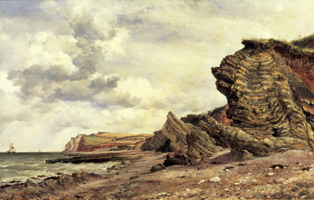 Detail of Triassic Cliffs, Blue Anchor, North Somerset by Edward William Cooke