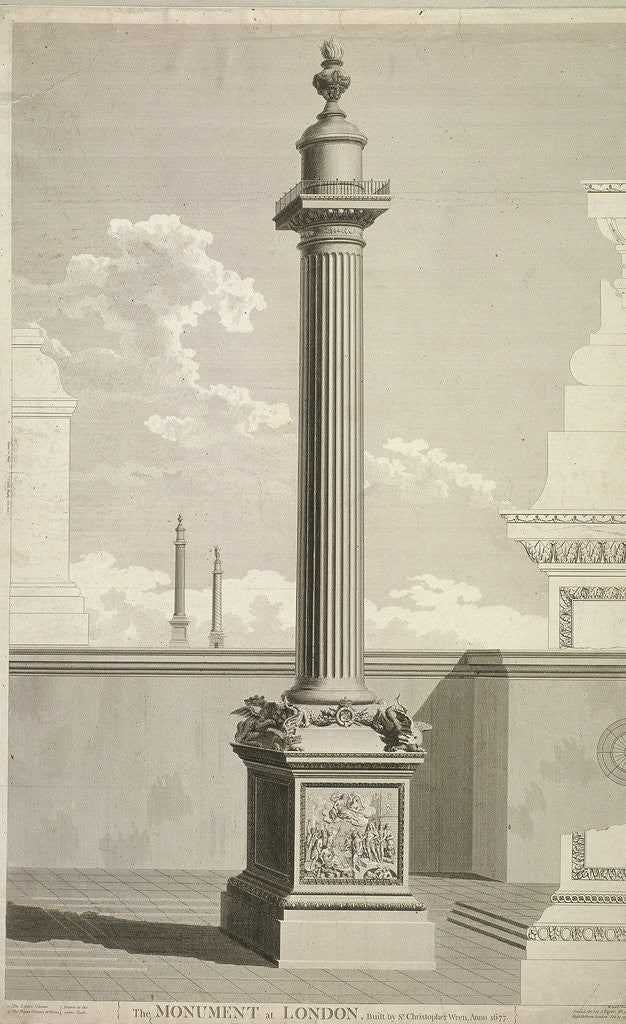 Detail of View of the Monument, City of London by William Lowry
