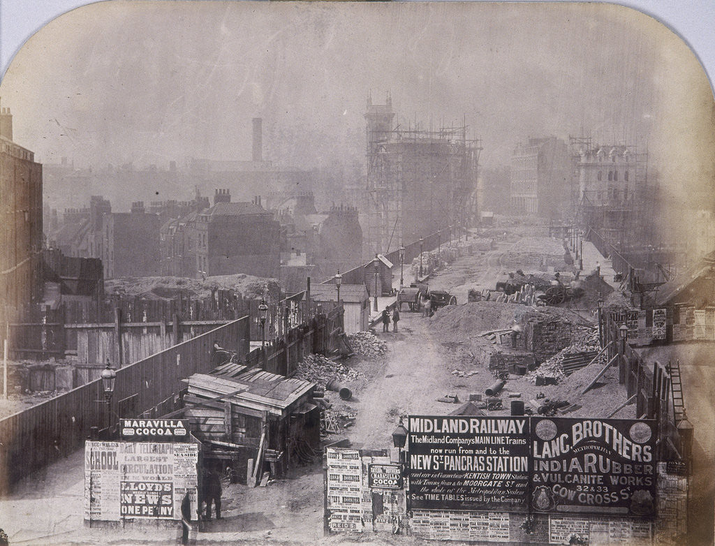 Detail of Holborn Viaduct under construction, Holborn, London by Henry Dixon