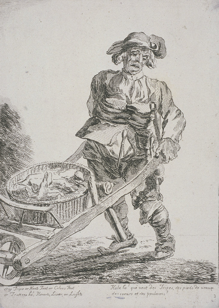 Detail of Offal seller, Cries of London by Paul Sandby