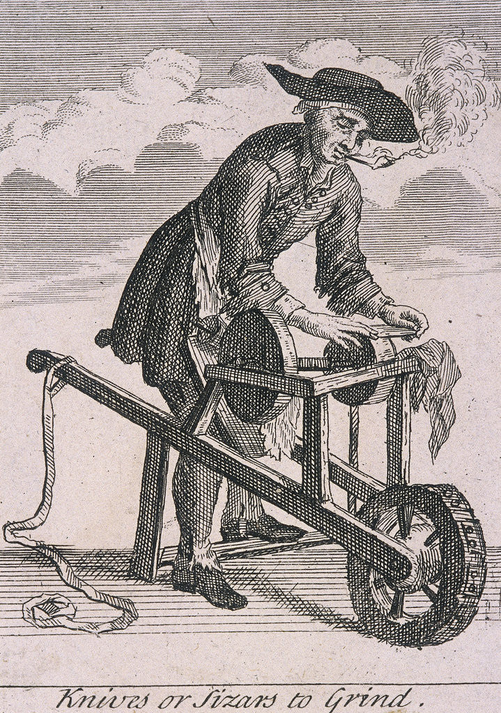Detail of Knives or Sizars to Grind, Cries of London, (c1688?) by Anonymous
