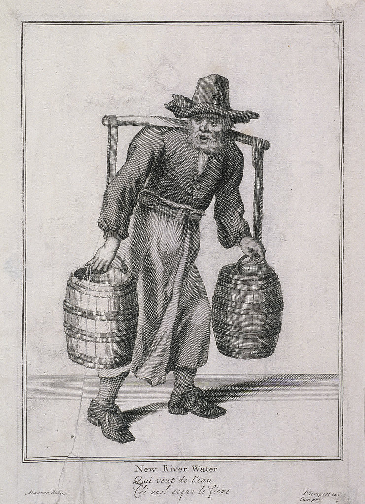 Detail of New River Water, Cries of London, (c1688?) by Anonymous