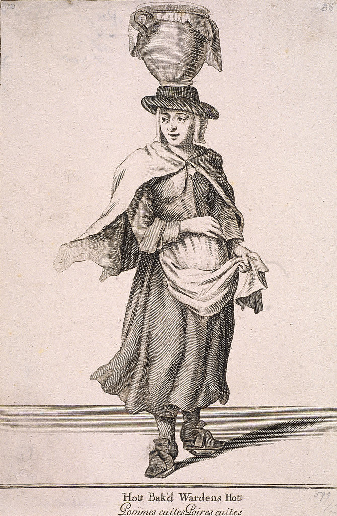 Detail of Hot Bak'd Wardens Hot, Cries of London, (c1688?) by Anonymous